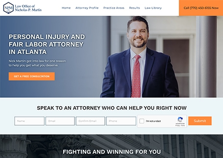 Nick Martin Law legal marketing website