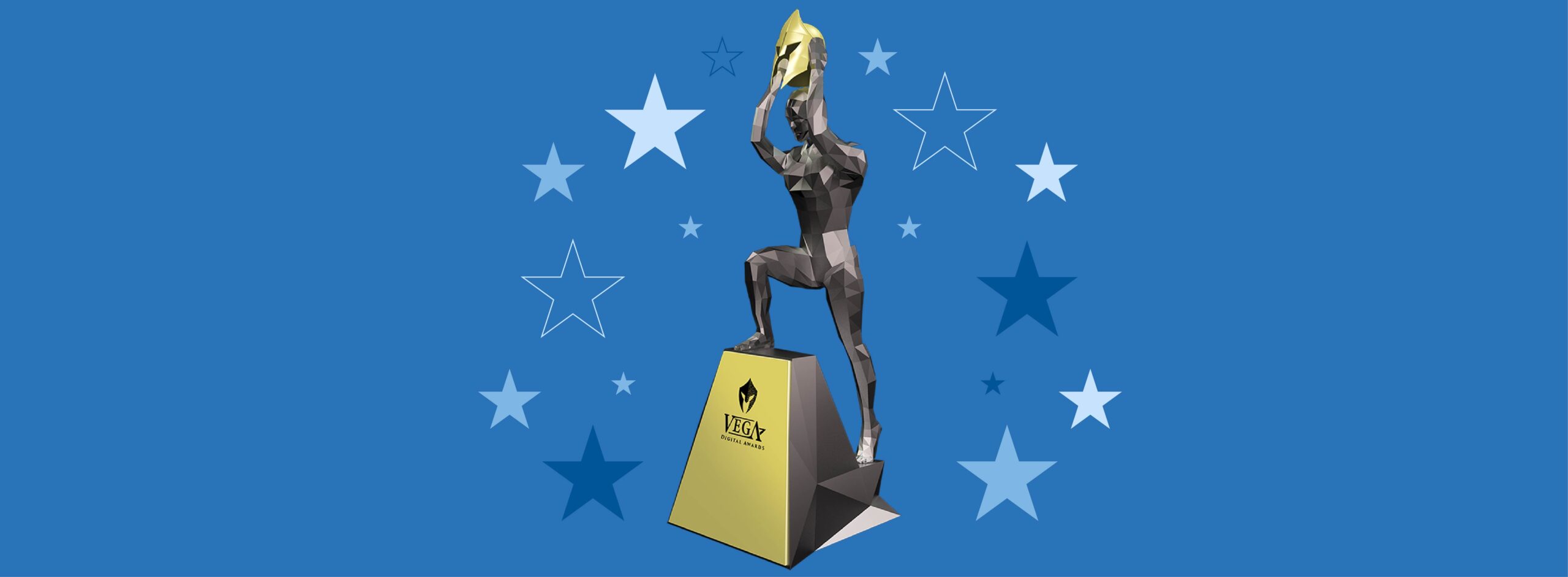 3D trophy graphic for Vega Digital Awards