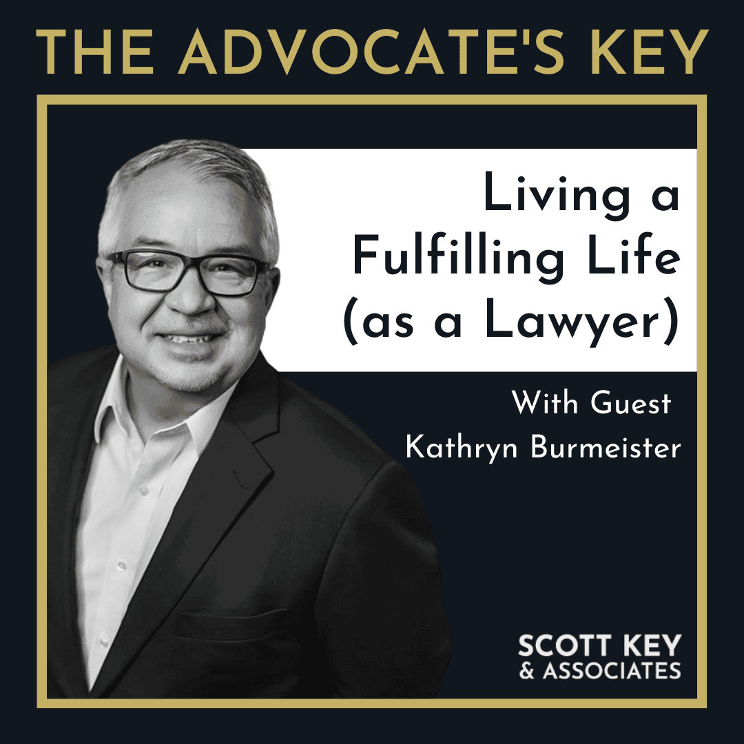 Smiling man on 'The Advocate's Key' podcast cover.