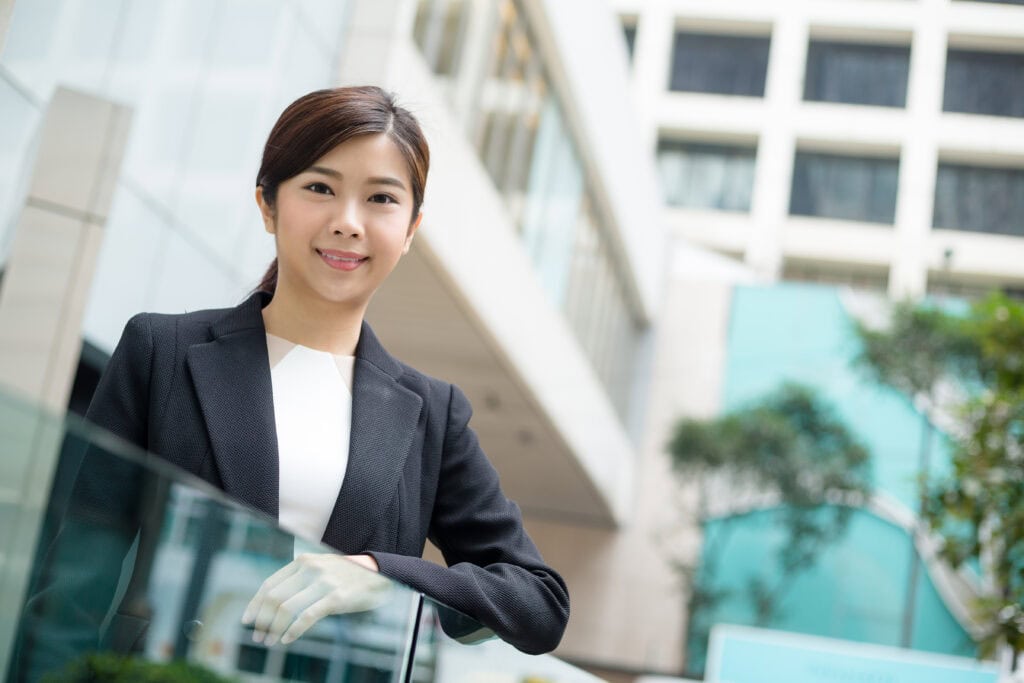 Confident businesswoman outdoors in urban setting