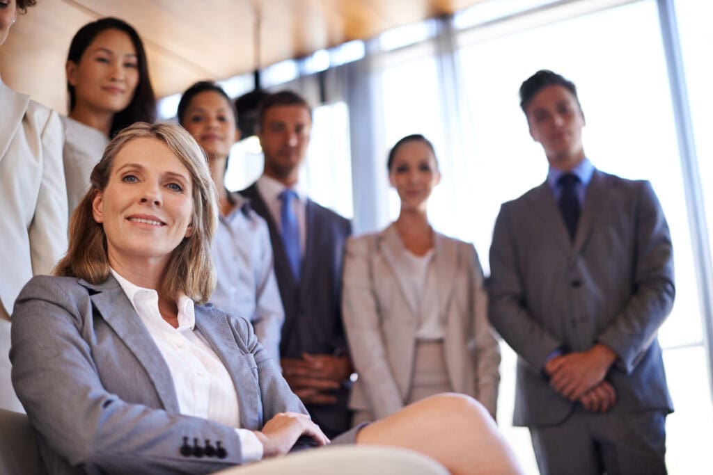 Diverse business team in modern office setting