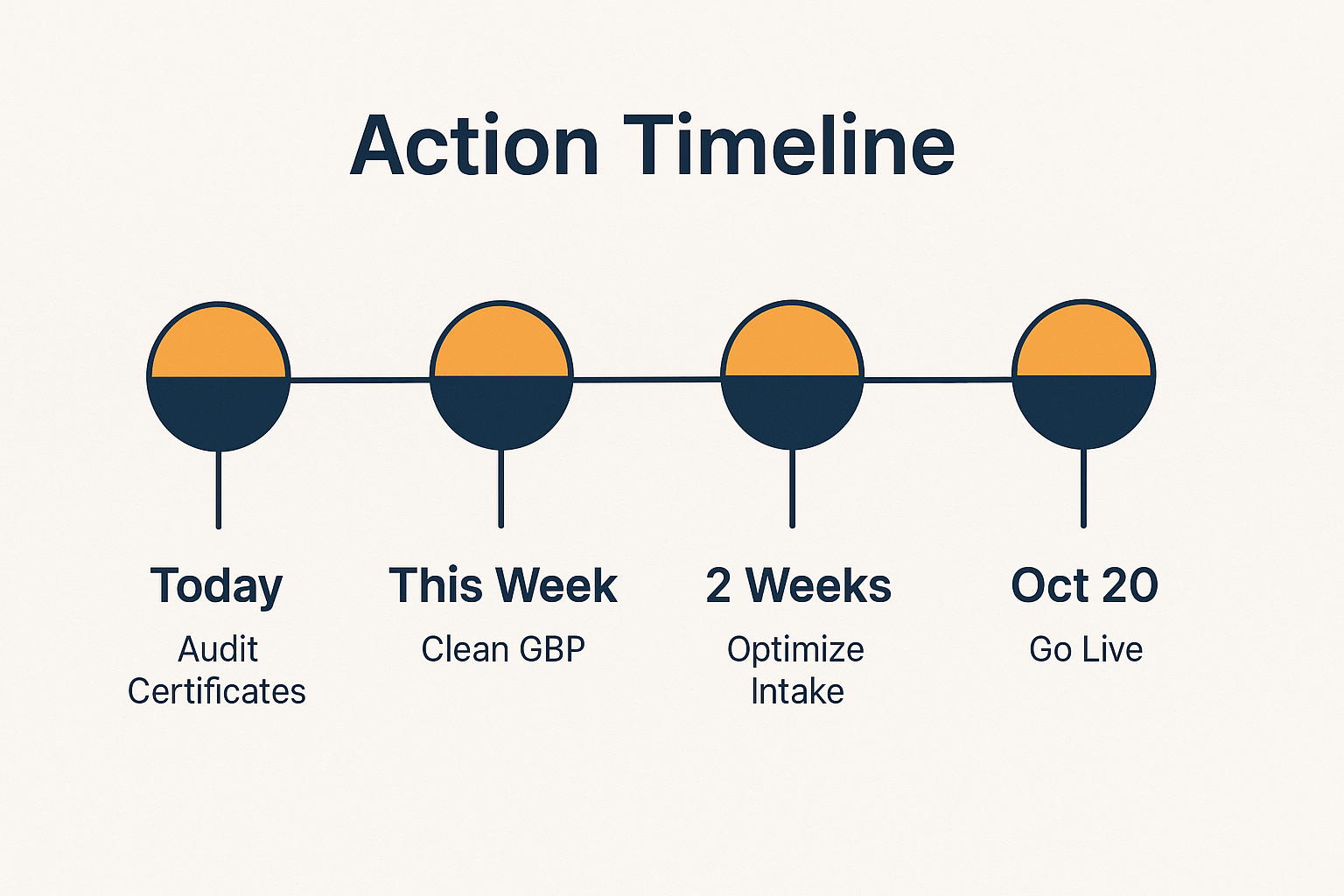 Graphic depicting action timeline with key project milestones.