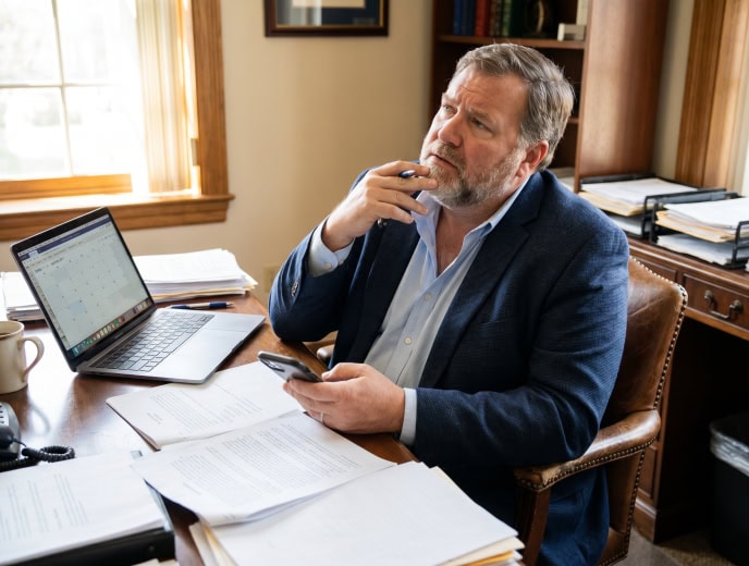 White attorney in a professional marketing strategy scene, The 63-Hour Window: Why Law Firms Lose Cases Every Weekend