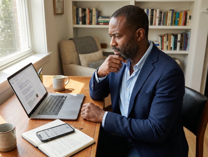 Black attorney in a client research scene, AI Search and Law Firms: How to Get Your Firm Recommended by ChatGPT, Google AI Overviews, and Perplexity