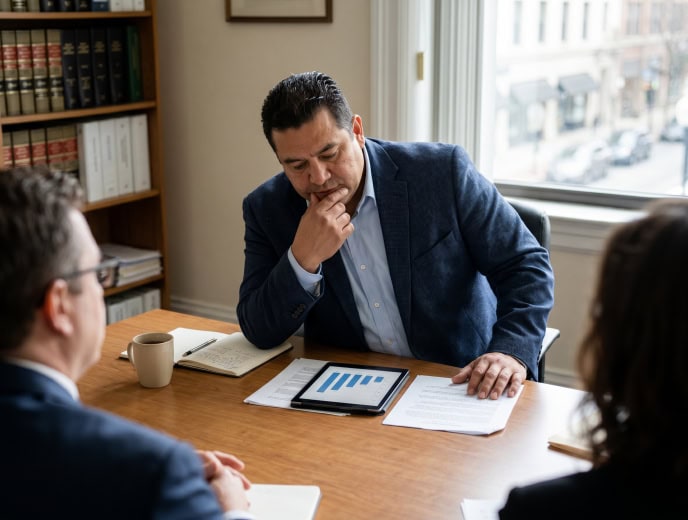Hispanic attorney in a professional marketing strategy scene, The Attorney Who Is Better But Less Visible: How to Compete Against Inferior Lawyers With Better Marketing