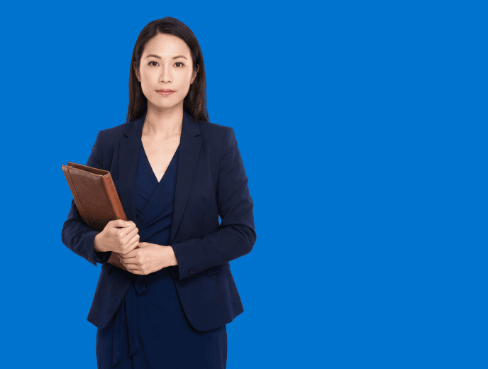 Asian female attorney, 30s, slim build in navy wrap dress with structured blazer - I Asked ChatGPT to Recommend an Attorney in My City. Here’s What Happened.