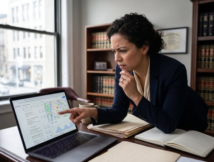 Hispanic attorney in a professional marketing strategy scene, Google Maps for Law Firms: The Local SEO Play Most Attorneys Are Missing