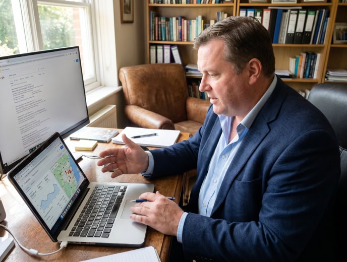 White attorney in a professional marketing strategy scene, Google Maps for Law Firms: The Local SEO Play Most Attorneys Are Missing