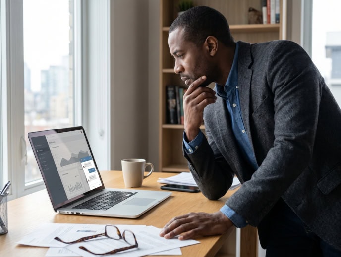 Black attorney in a professional marketing strategy scene, Your Website Has Visitors Who Will Never Call. Sidebar AI Is How You Reach Them.